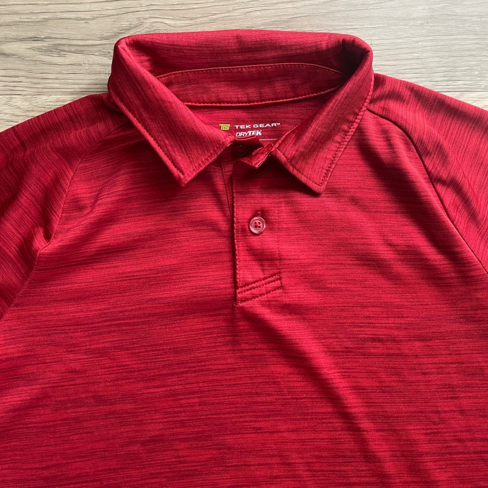 3/$30 | Tek Gear Dry Tek | Red Heather Performance Polo for Boys | M (10-12) - Picture 6 of 8